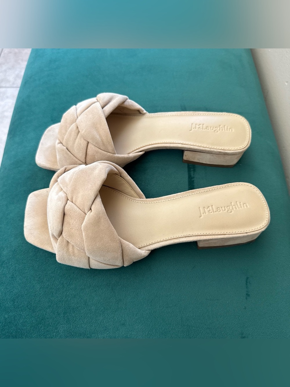 J.McLaughlin Cream Suede Slides